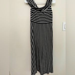 Banana republic striped Ponte Off-the-Shoulder Dress
Color: Navy Combo